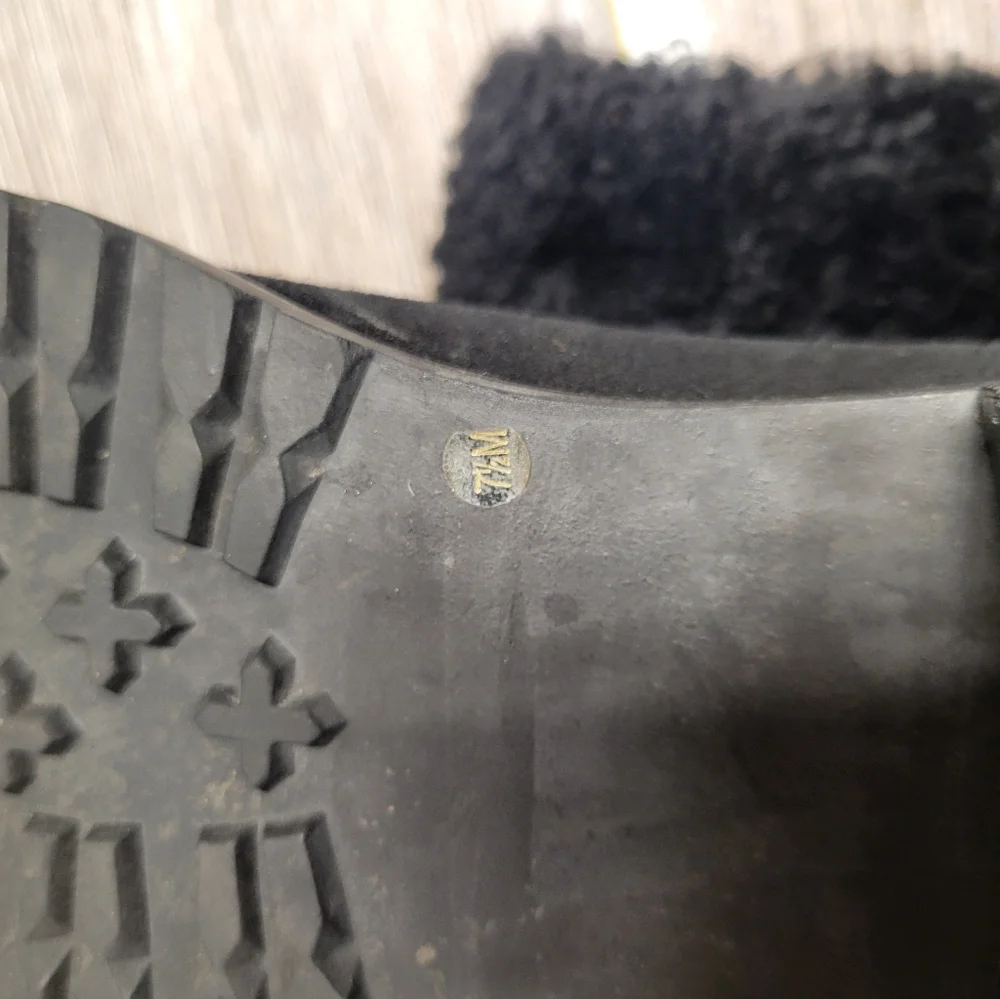 Kate Spade Black Leather & Faux Fur‎ Heeled Boots Women's Size 7.5